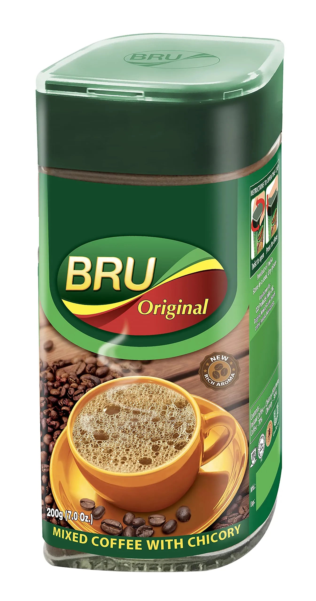 BRU Original mixed coffee with chicory container on a white background