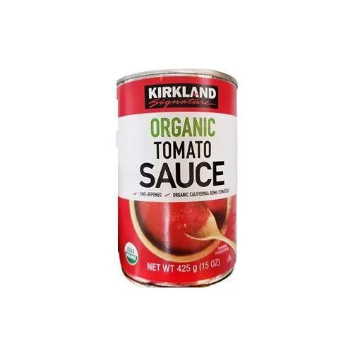 Kirkland Organic Tomato Sauce can on a white background