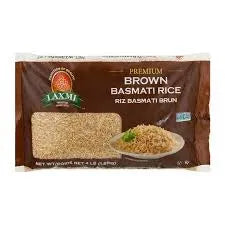 Package of Tashi Premium Brown Basmati Rice on a white background