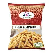 Packaged snack with 'A&D' branding and 'Ellu Murukku' text on a red and gold background.