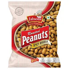 Bag of Jabsons Roasted Peanuts Spicy Masala on a white background