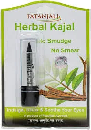 Patanjali Herbal Kajal packaging with a green label and product image.