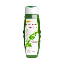 Kesh Kanti shampoo bottle with aloe vera illustration on a white background