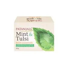 Patanjali Mint & Tulsi soap packaging on a white background