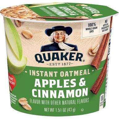 Quaker Instant Oatmeal Apples & Cinnamon Cup 43g