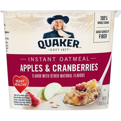 Quaker  Instant Oatmeal Cup, Apple Cranberry, 1.70 oz