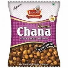 Jabsons Roasted Chana black pepper packet on a white background