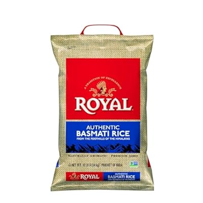 Bag of Royal Authentic Basmati Rice on a white background